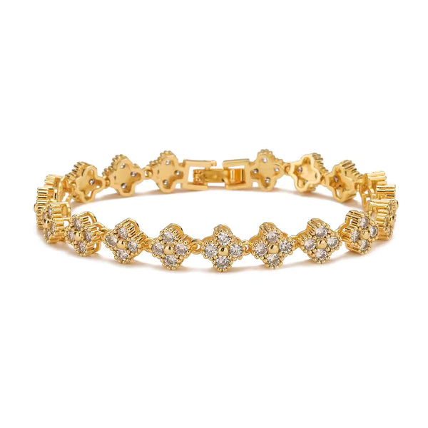 HECHENG,AAAAA Brass 18K gold-plated Flower Necklace Bracelet Jewelry Set ,for Christmas gift for women and best friend